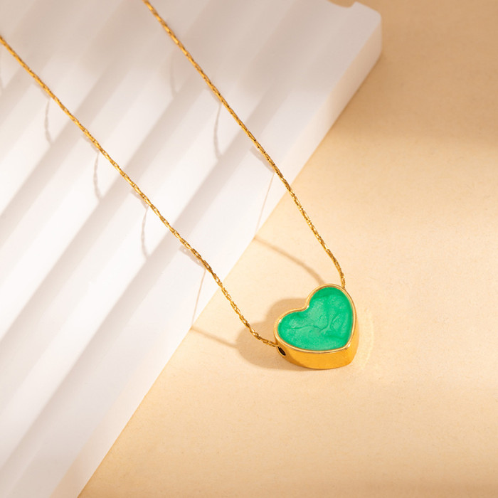 Stainless Steel Necklace Gold Plated Bohemian Oil Drop Necklace Light Luxury High-end Heart Water Drop Titanium Steel Necklace for Women