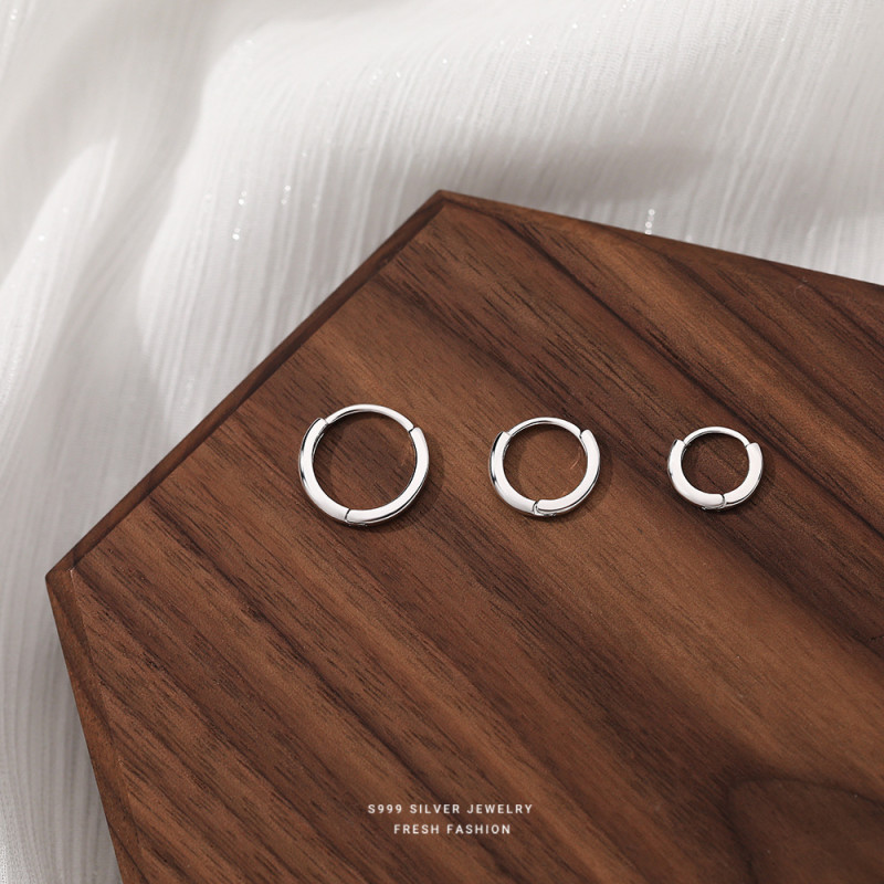All-in-One S999 Pure Silver Simple Bracelet Earrings Women's Simple Ear Ring Sleeping No Need to Take off Ear-Caring Ear Clip in Stock Wholesale