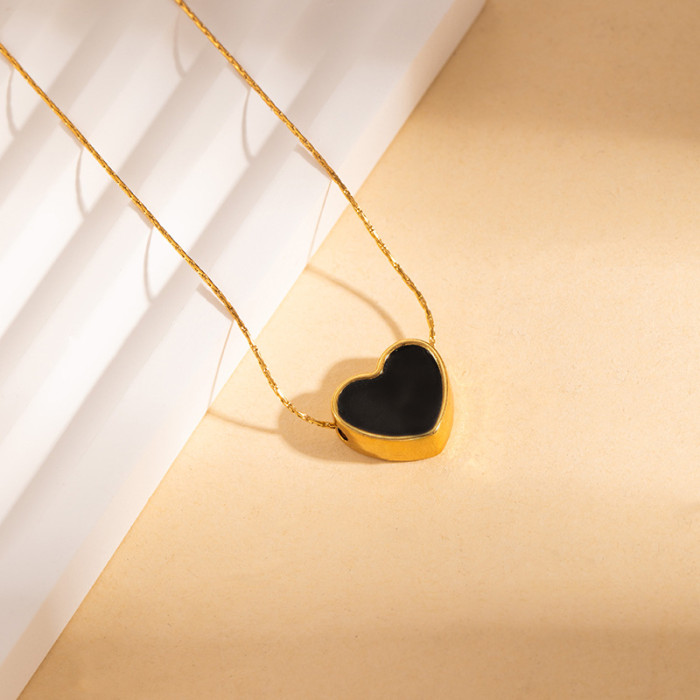 Stainless Steel Necklace Gold Plated Bohemian Oil Drop Necklace Light Luxury High-end Heart Water Drop Titanium Steel Necklace for Women
