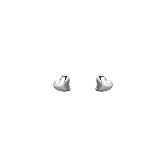 S999 Pure Silver Heart Peach Heart Earrings for Women, Ear Piercing Care, Sleep-Friendly, No Need to Remove, Heart-Shaped Niche Earrings, Valentine's Day Ear Jewelry