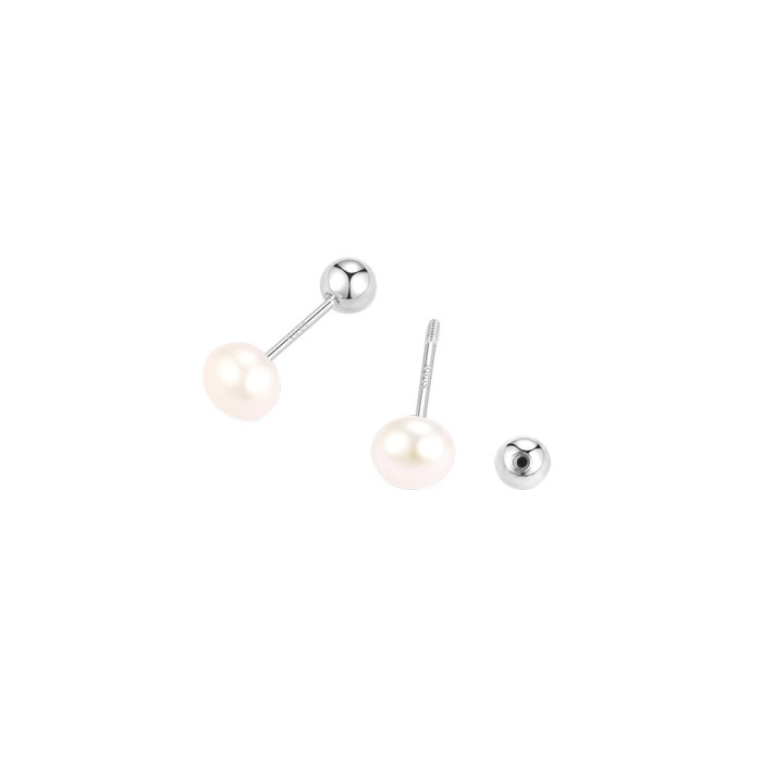 S999 Pure Silver Natural Pearl Earrings for Women Minimalist Luxury Design Versatile Elegant No-Picking Ear Piercing Earrings Wholesale