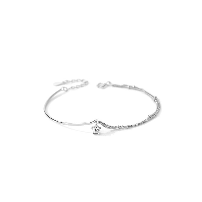 925 Sterling Silver Star Bracelet for Women, Light Luxury Niche Design, Double Layer Round Beads, Light Luxury Feel,...