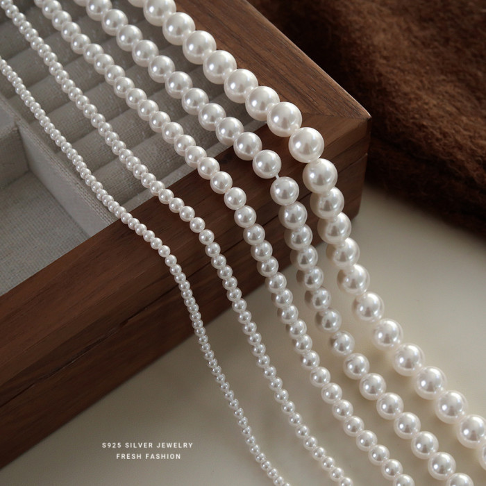 Fever Same Style French Retro Light Luxury Shijia Pearl Necklace for Women S925 Sterling Silver Niche Versatile Elegant Collarbone Chain