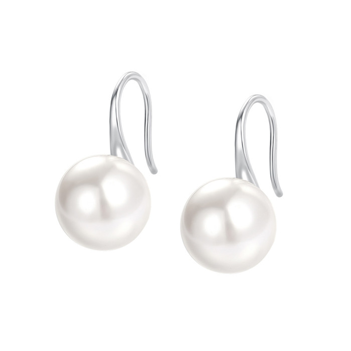 Women's Korean-Style Pearl High Heel Stud Earrings S999 Sterling Silver Fashionable High-End Ear Hook All-Match Pure Silver Earrings Light Luxury
