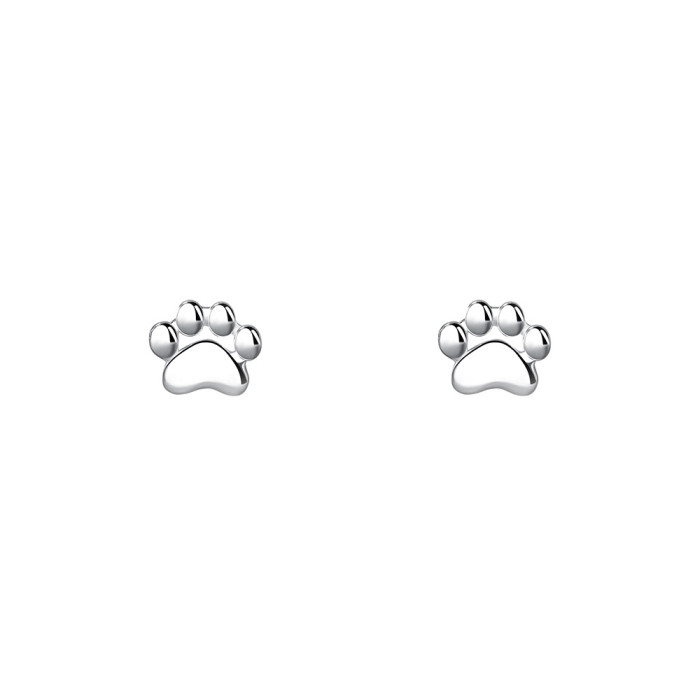 Cute Small Cat Paw Print Earrings for Women S999 Sterling Silver Simple Fashion Fresh Pure Silver Ear Jewelry Wholesale