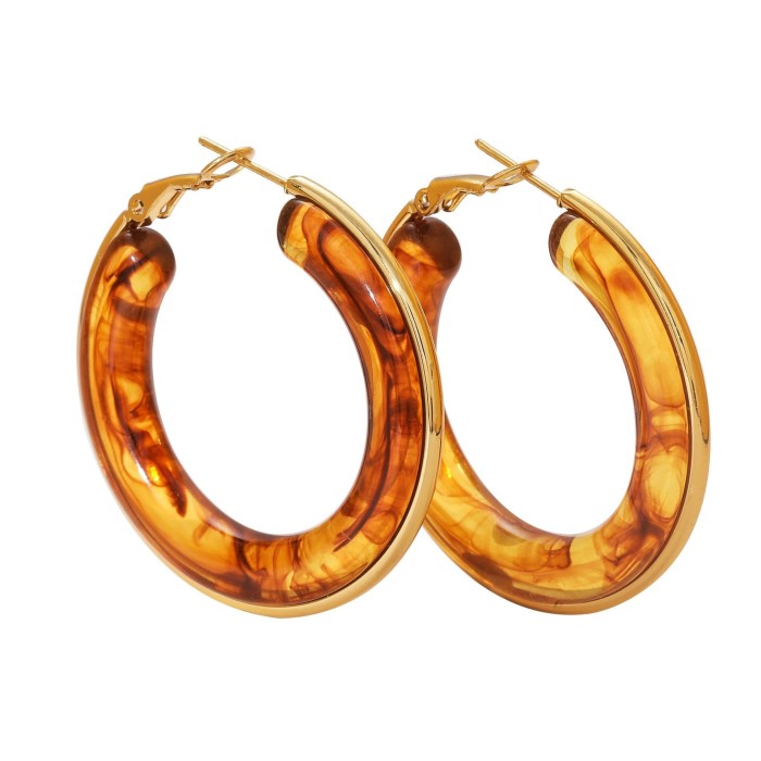 Stainless Steel Earrings Hoop Earrings Bohemian Earrings Light Luxury High-end Texture Geometric Gradient Titanium St...
