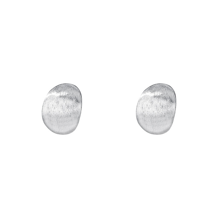 S999 Pure Silver Curved Matte Brushed Earrings for Women French Retro Hong Kong Style Elegant Internet Celebrity High-end Personality Earrings