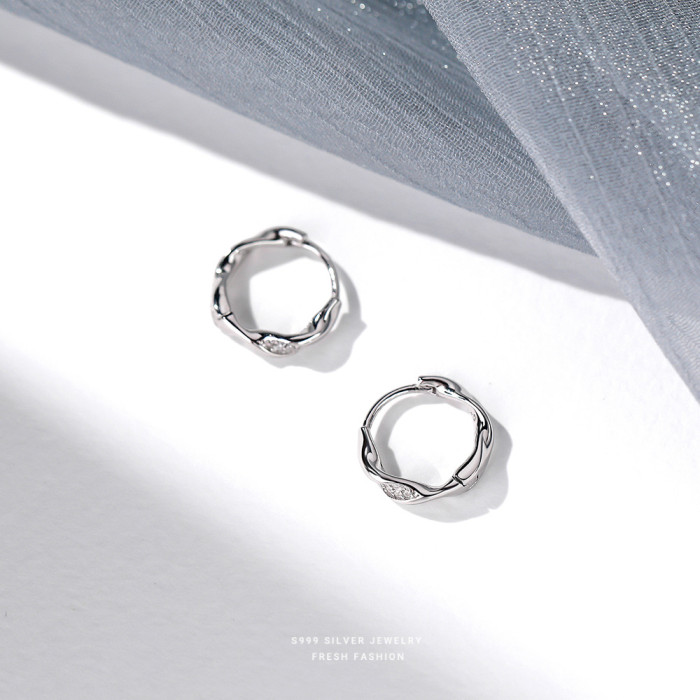 S999 Pure Silver Mobius Earrings for Women, Light Luxury Simple Design, Minimalist Style, Pure Silver Ear Jewelry, Av...