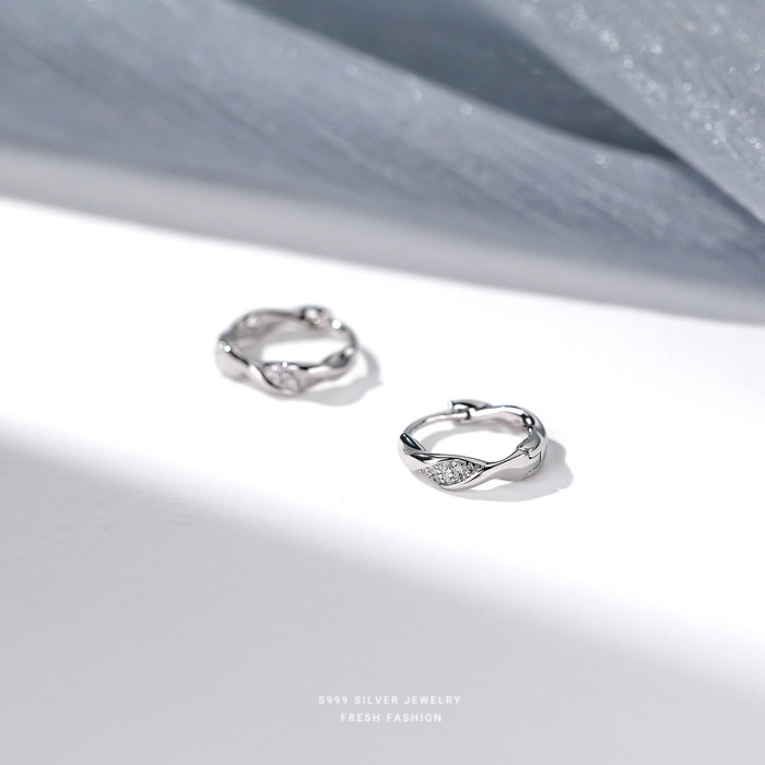 S999 Pure Silver Mobius Earrings for Women, Light Luxury Simple Design, Minimalist Style, Pure Silver Ear Jewelry, Av...