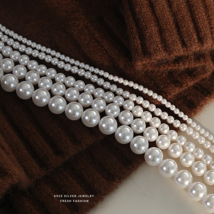 Fever Same Style French Retro Light Luxury Shijia Pearl Necklace for Women S925 Sterling Silver Niche Versatile Elegant Collarbone Chain
