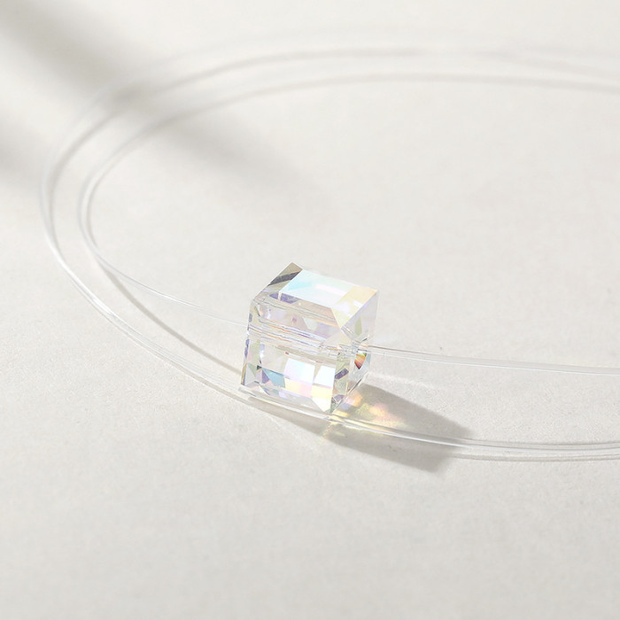 S925 Sterling Silver Moissanite Necklace Transparent Fishing Line Round Bead Zircon Pendant for Women Fresh Collarbone Chain
