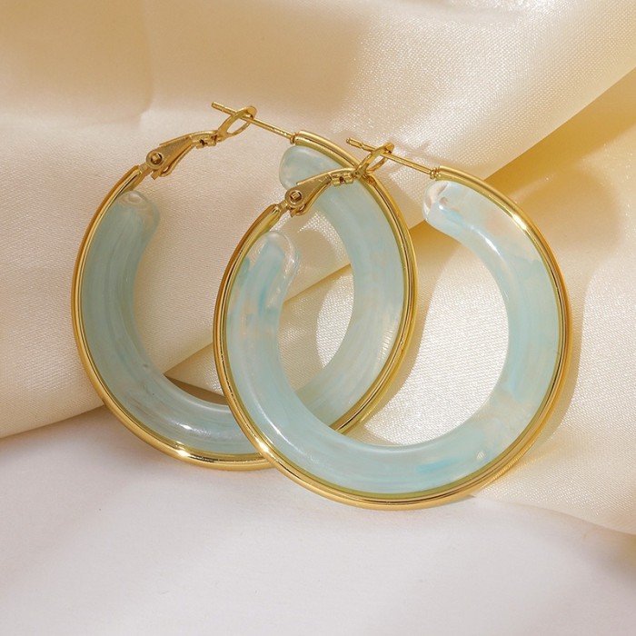 Stainless Steel Earrings Hoop Earrings Bohemian Earrings Light Luxury High-end Texture Geometric Gradient Titanium St...