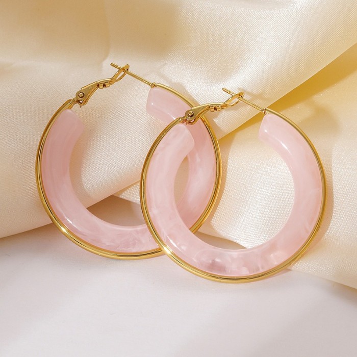 Stainless Steel Earrings Hoop Earrings Bohemian Earrings Light Luxury High-end Texture Geometric Gradient Titanium St...