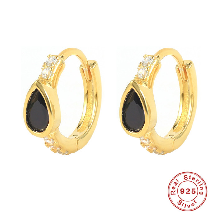S925 Sterling Silver INS Geometric Water Drop Stone-Studded Ear Cuff Earrings Best-Selling Fashion Trendy Creative...