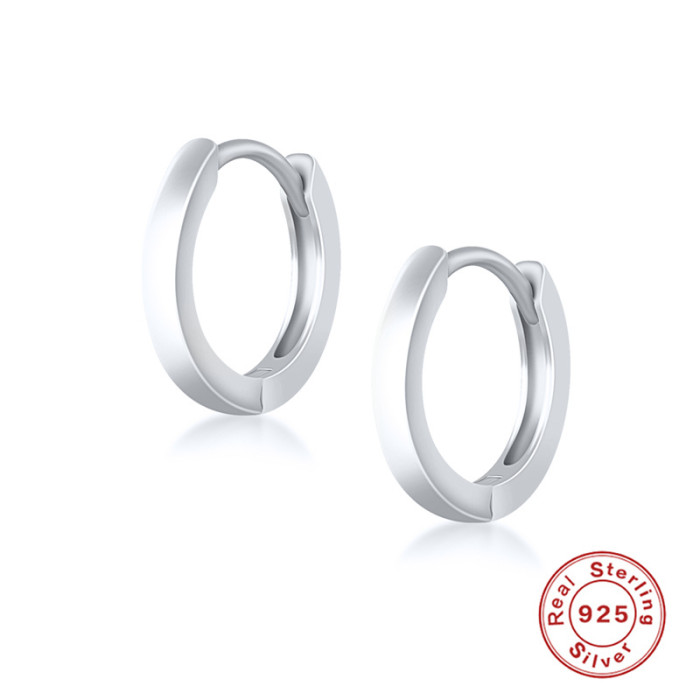 S925 Sterling Silver Smooth Hoop Earrings Amazon Simple Fashion Stud Earrings Jewelry Manufacturer Direct Sale Geomet...