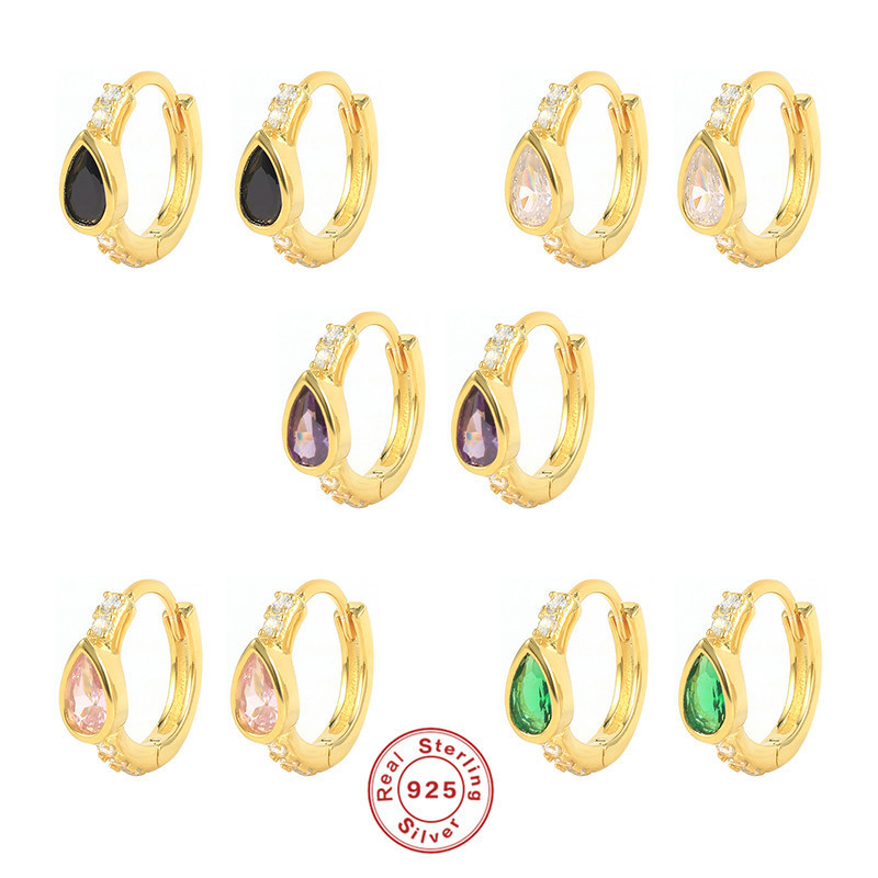 S925 Sterling Silver INS Geometric Water Drop Diamond-Studded Ear Cuff Earrings European and American Cross-Border Best-Selling Fashion Trendy Creative Ear Jewelry
