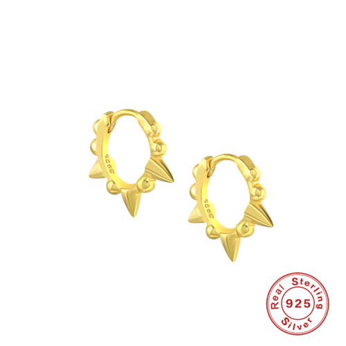 S925 Sterling Silver Geometric Round Bead Stud Earrings European and American INS Trendy Circle Earrings Personality Versatile Hoop Earrings