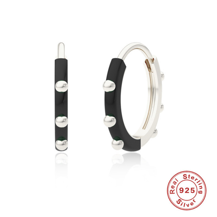 S925 Sterling Silver Oil Drop Earrings Hoop Earrings Trendy Personality Versatile Hoop Earrings Creative INS Style Ea...
