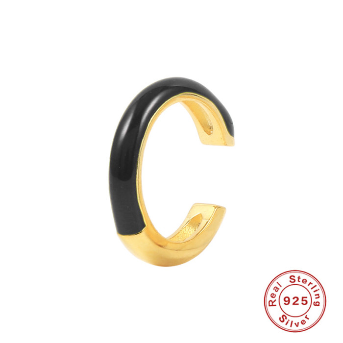 S925 Sterling Silver Single C-shaped Ear Clip Oil Drop Enamel Ear Clip Best-selling Fashion Simple Creative Earrings...