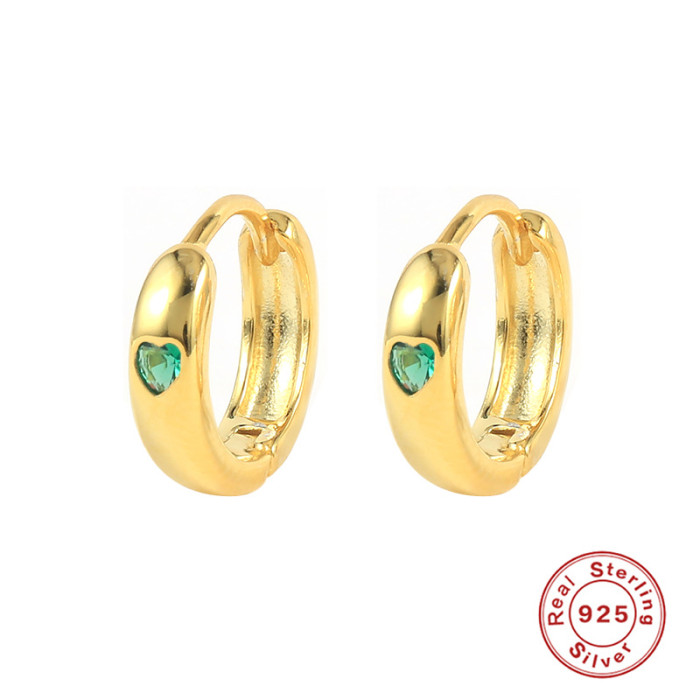 S925 Sterling Silver INS Geometric Heart Stone-Studded Ear Cuff Earrings Best-Selling Fashion Trend Versatile Hoop...
