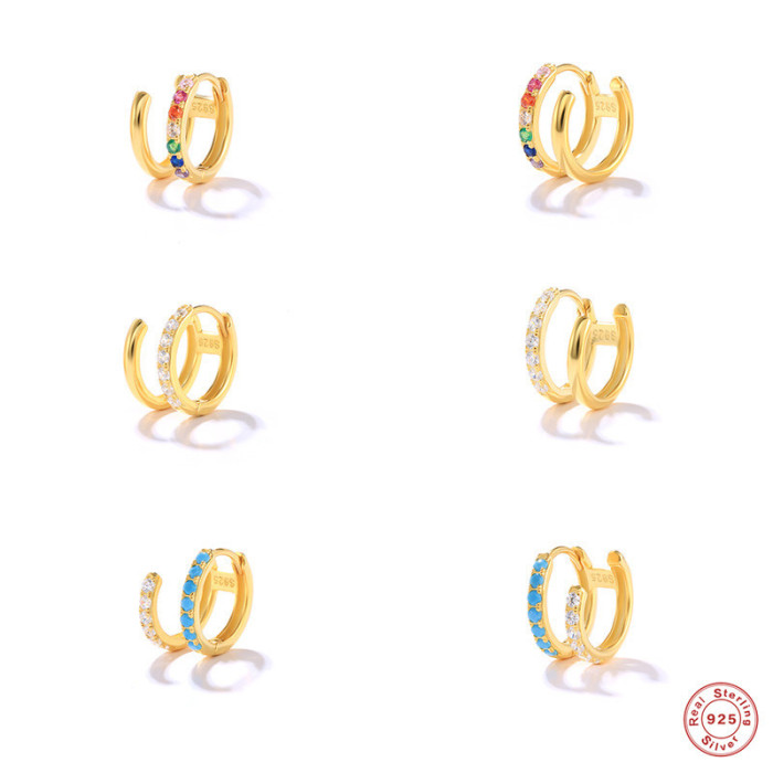 S925 Sterling Silver Double C Ear Cuff Double Layer U-shaped Ear Hoop Ear Clip Hot-selling Personality Creative Two-t...