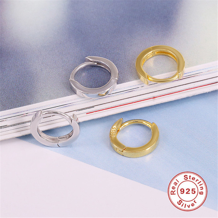 S925 Sterling Silver Ear Cuff Korean and Japanese Style Simple Smooth Round Short Ear Hoop Elegant Ear Cuff Ear Bone...