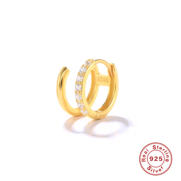 S925 Sterling Silver Double C Ear Cuff Double Layer U-shaped Ear Hoop Ear Clip Hot-selling Personality Creative Two-t...
