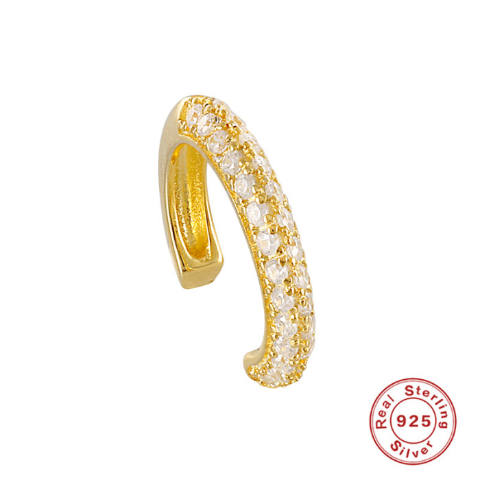 ROMAD Single Circle Ear Clip Trendy Ins Style Micro Inlaid Zircon Classic Ear Cuff S925 Sterling Silver Non-Pierced E...