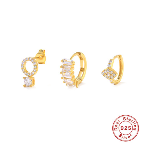 S925 Sterling Silver Devil's Eye Diamond-Studded Earrings Stud Earrings Earrings European and American Hot Selling Trendy INS Earrings Combination Set