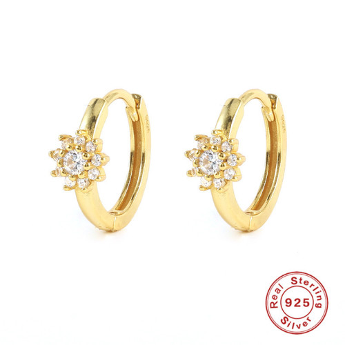 S925 Sterling Silver Snowflake Inlaid Diamond Hoop Earrings Ear Cuffs Earrings Cross-Border Hot Sale Fashion Simple Creative Style Ear Cuffs Women's Earrings