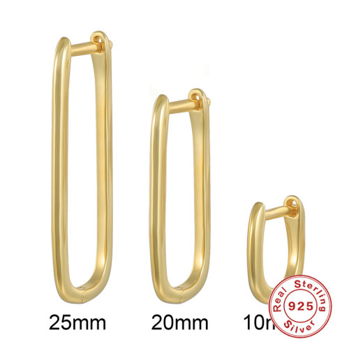 S925 Sterling Silver Smooth U-Shaped Hoop Earrings Set Korean Style Personality Minimalist INS Fashion Multi-Size Earrings