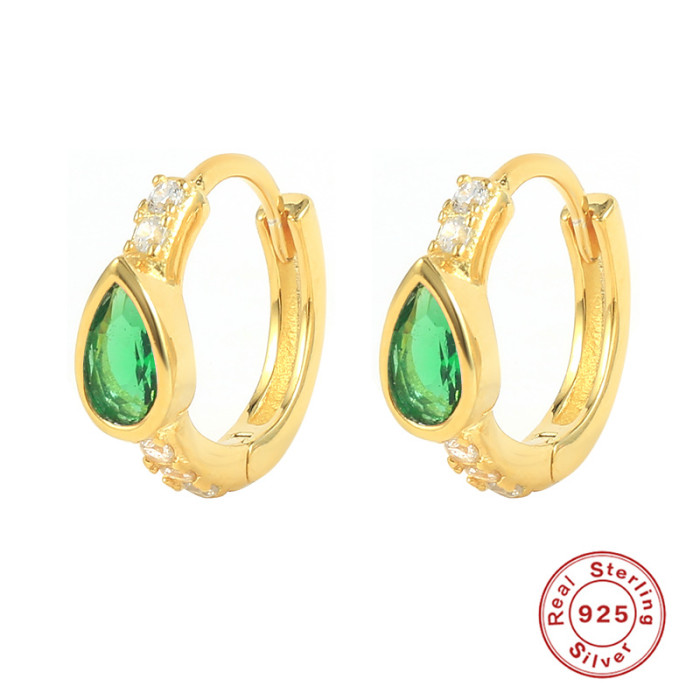 S925 Sterling Silver INS Geometric Water Drop Stone-Studded Ear Cuff Earrings Best-Selling Fashion Trendy Creative...