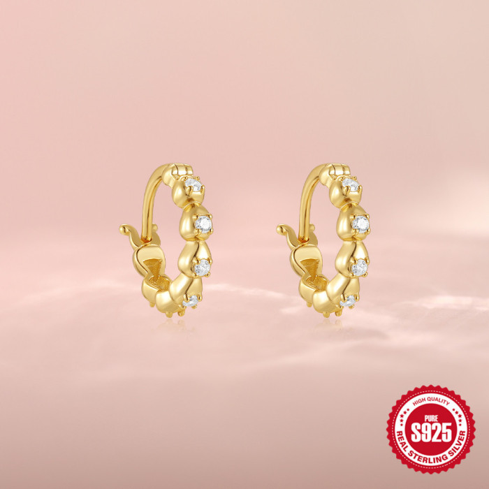 New S925 Sterling Silver Personality Water Drop Stone-Inlaid Light Luxury Hoop Earrings Hot Selling Creative Versat...