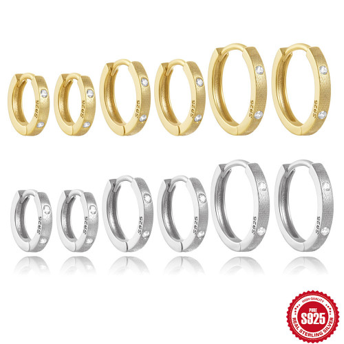 Hot Selling S925 Sterling Silver Round Micro Inlaid Zircon Earrings Hoop Jewelry European and American Cross-Border Bestselling Classic Diamond-Studded Earrings