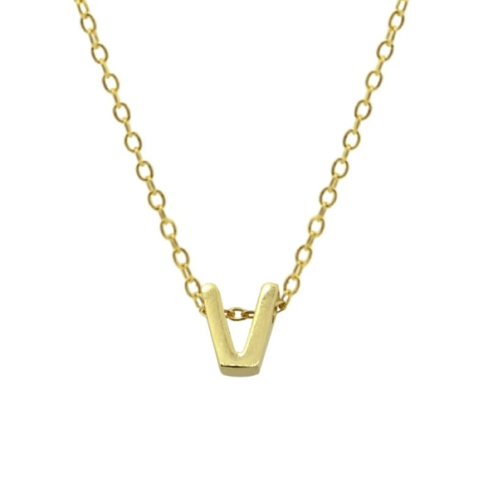 925 Sterling Silver Smooth Surface 26 English Letters Pendant Necklace Bestselling INS Light Luxury Hot-Selling Colla...