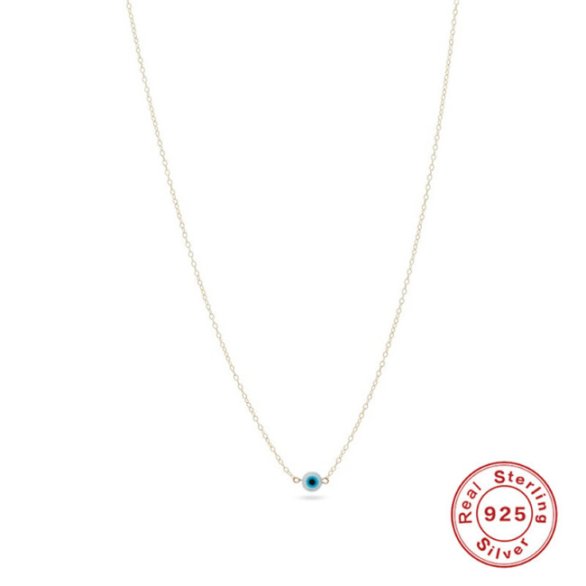 S925 Sterling Silver Creative Personality Devil's Eye Women's Collarbone Necklace European and American Hot-Selling French Style Elegant Collarbone Chain