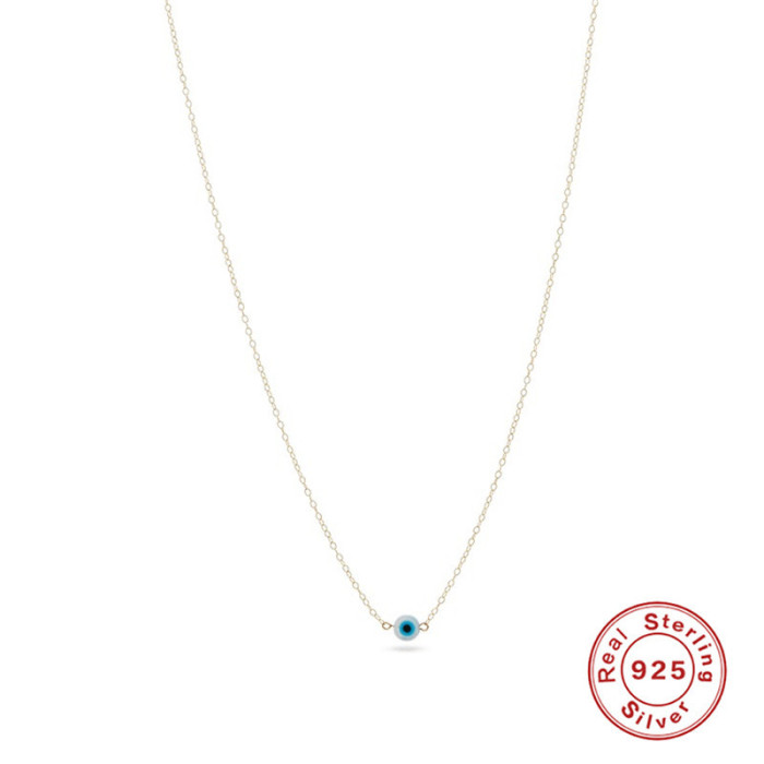 S925 Sterling Silver Creative Personality Devil's Eye Women's Collarbone Necklace European and American Hot-Selling French Style Elegant Collarbone Chain