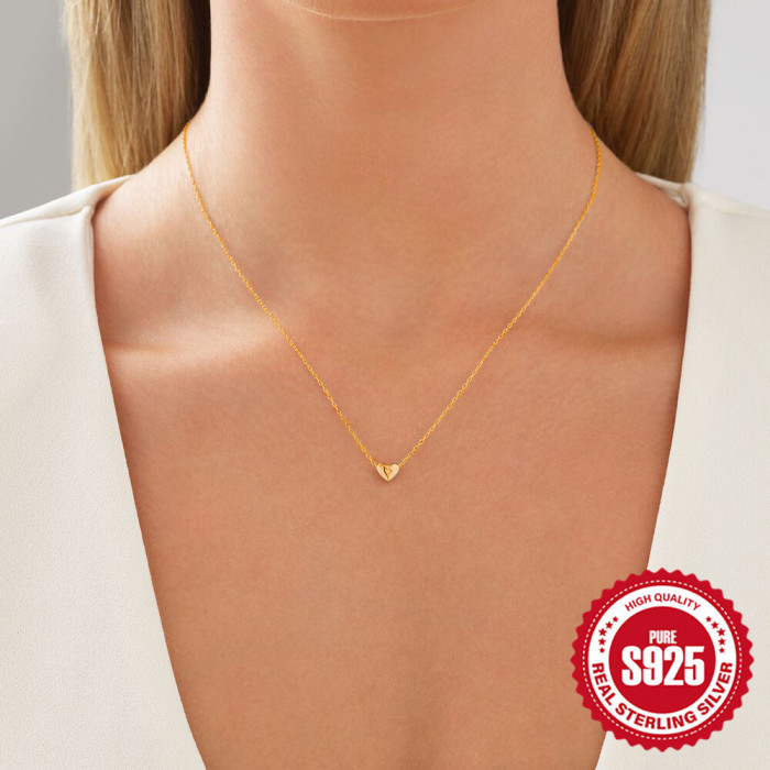 New 925 Sterling Silver Heart Octagonal Star Inlaid Diamond Daily Matching Necklace European and American Hot-Selling Elegant Niche Collarbone Chain