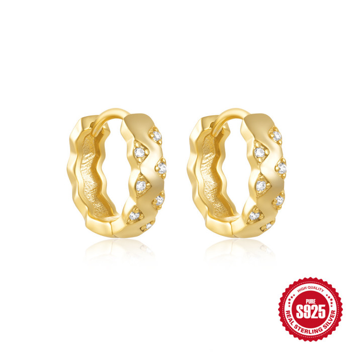 S925 Sterling Silver Bowknot Hoop Earrings with Round Ball and Stone-Inlay, Hot-Selling INS Minimalist Style Earrings