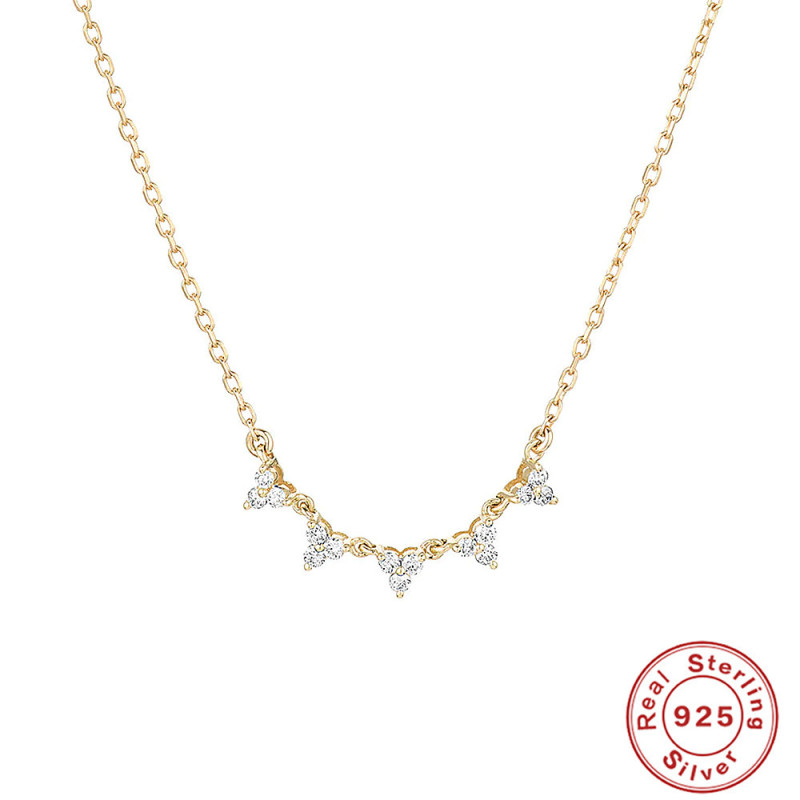 S925 Sterling Silver Triangle Zircon Pendant Collarbone Necklace Internet Celebrity Hot Sale Elegant Inlaid Diamond Niche High-end Collarbone Chain