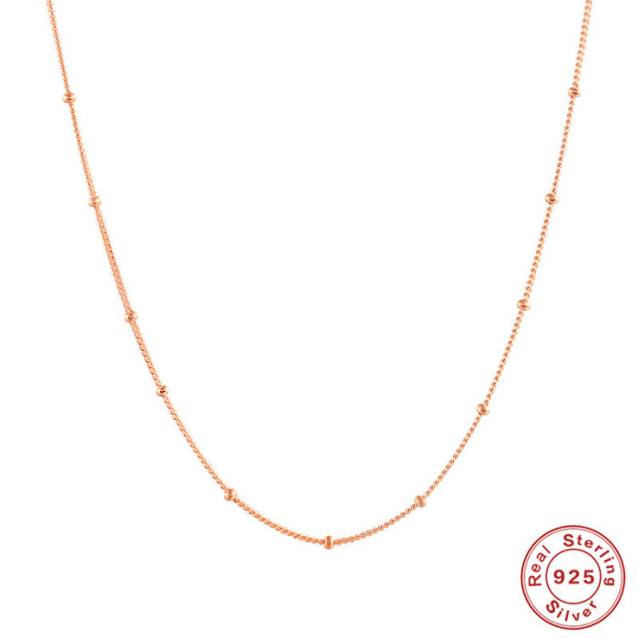 S925 Sterling Silver Necklace Bead Chain 18K Gold Plated Simple Layered Versatile Collarbone Chain Korean Style Elegant Collarbone Necklace