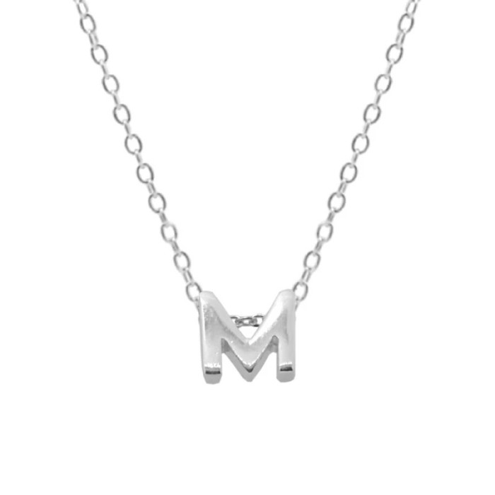 925 Sterling Silver Smooth Surface 26 English Letters Pendant Necklace Bestselling INS Light Luxury Hot-Selling Colla...
