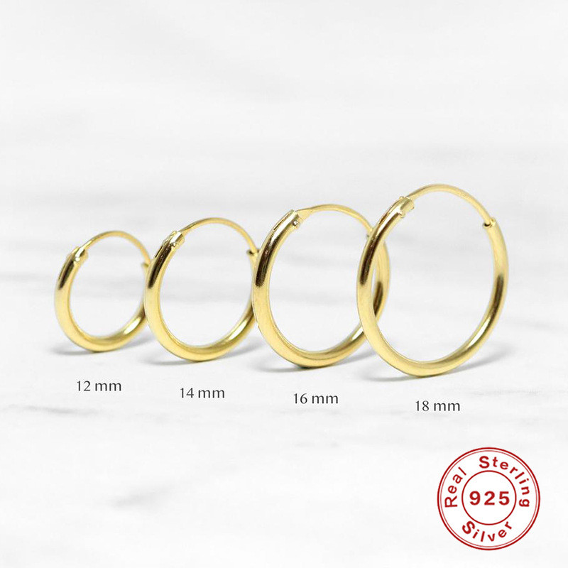 S925 Sterling Silver Classic Smooth Large Circle Hoop Earrings INS Style Minimalist Exaggerated Earrings European and American Hot-Selling Accessories