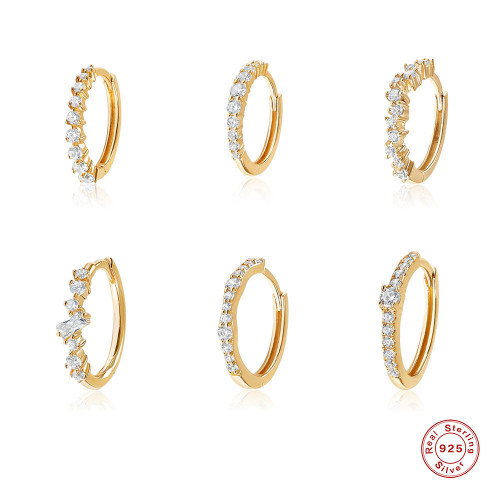 S925 Sterling Silver Classic Versatile Super Shiny Diamond-Studded Hoop Earrings Ear Clips Earrings European and American Trendy Personality INS Earrings