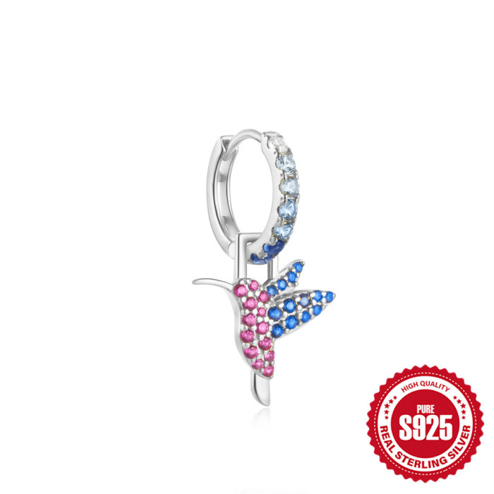 925 Sterling Silver Inlaid Diamond Animal Goldfish Pendant Hoop Earrings European and American Hot Selling Heart Lightning Elegant INS Earrings for Women