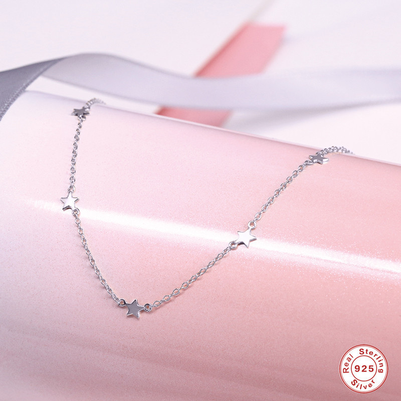 Amazon Hot Selling S925 Sterling Silver Five-Pointed Star Necklace European and American Minimalist INS Style Diamond-Studded Star Collarbone Necklace Jewelry