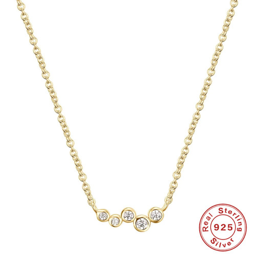 S925 Sterling Silver INS Style Single Row Cluster Diamond Clavicle Necklace European and American Hot Selling Elegant Niche High-end Necklace for Women