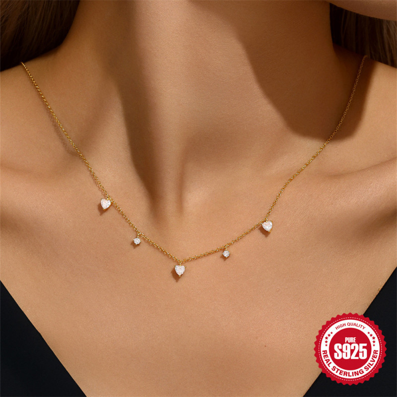 S925 Sterling Silver Autumn Winter Minimalist Zircon Versatile Necklace for Women European and American New Fashion Light Luxury Design Sense Collarbone Chain