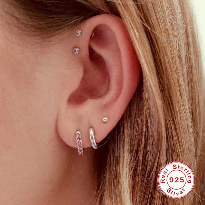 S925 Sterling Silver Round Diamond-Studded Ear Cuff Hoop Earrings AliExpress Bestselling Trendy Personality INS Creative Style Earrings