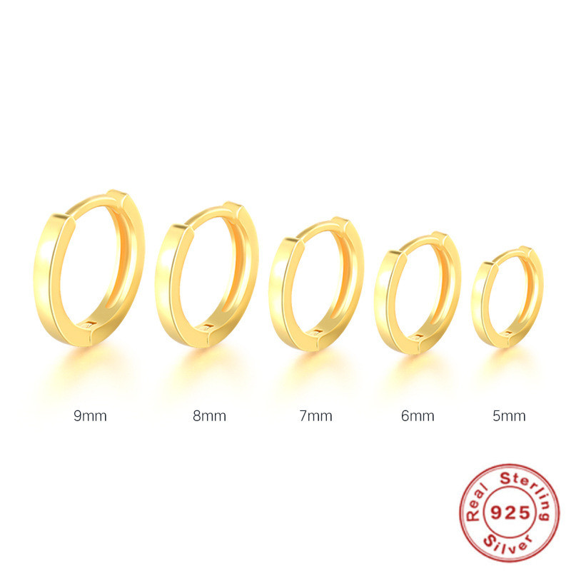 S925 Sterling Silver INS Style Minimalist Smooth Hoop Earrings European and American Personality Trendy Korean Version Earrings Internet Celebrity Style Earrings